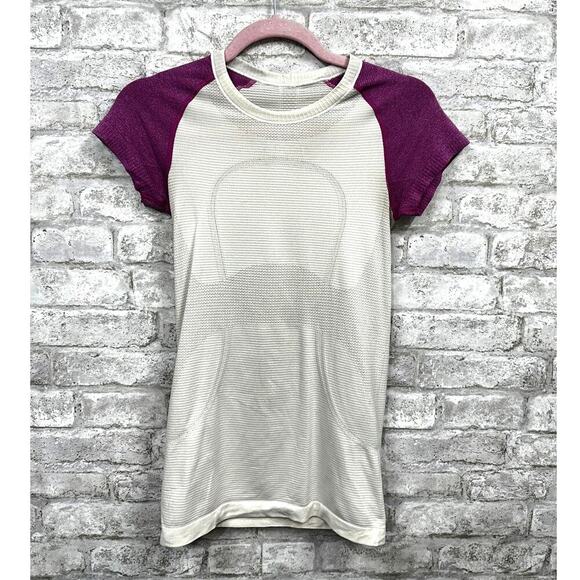 Lululemon Run: Swiftly Tech Short Sleeve White / Ultra Violet Sz 4 - Picture 4 of 8